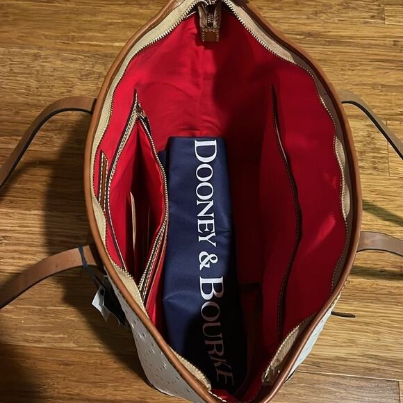 Dooney & Bourke Ostrich White Large Tote - Picture 7 of 9